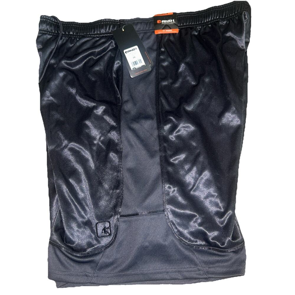 And1 Mens Basketball Gym Court Shorts Drawstring Waist 2XL Gray Grey Ebony NEW